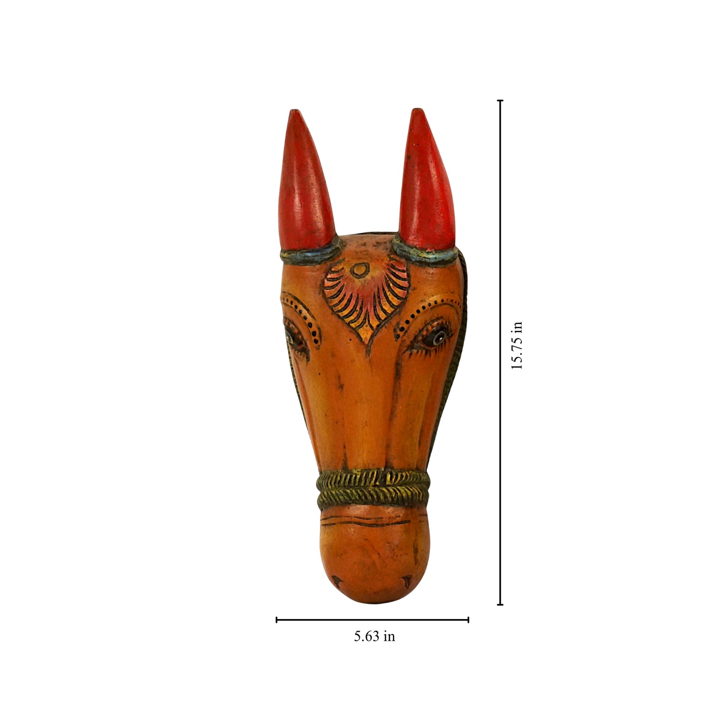 Traditional South Indian wooden horse face wall sculpture for Indian home decor
