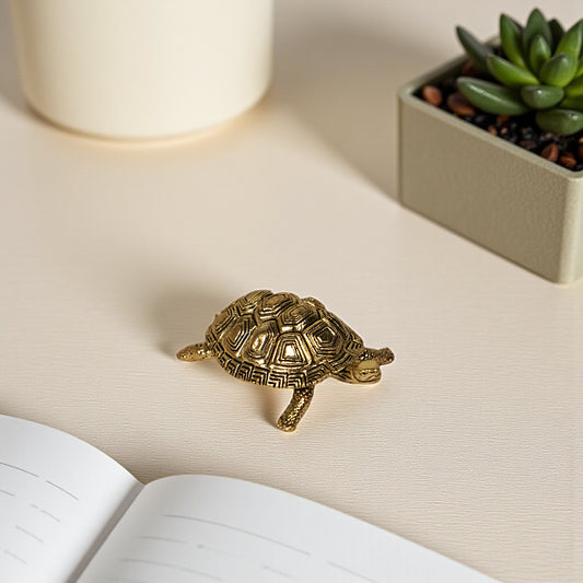 Tortoise Table TopHandcrafted Brass Tortoise – Vastu Tabletop Decor for Energy Balance & Gifting