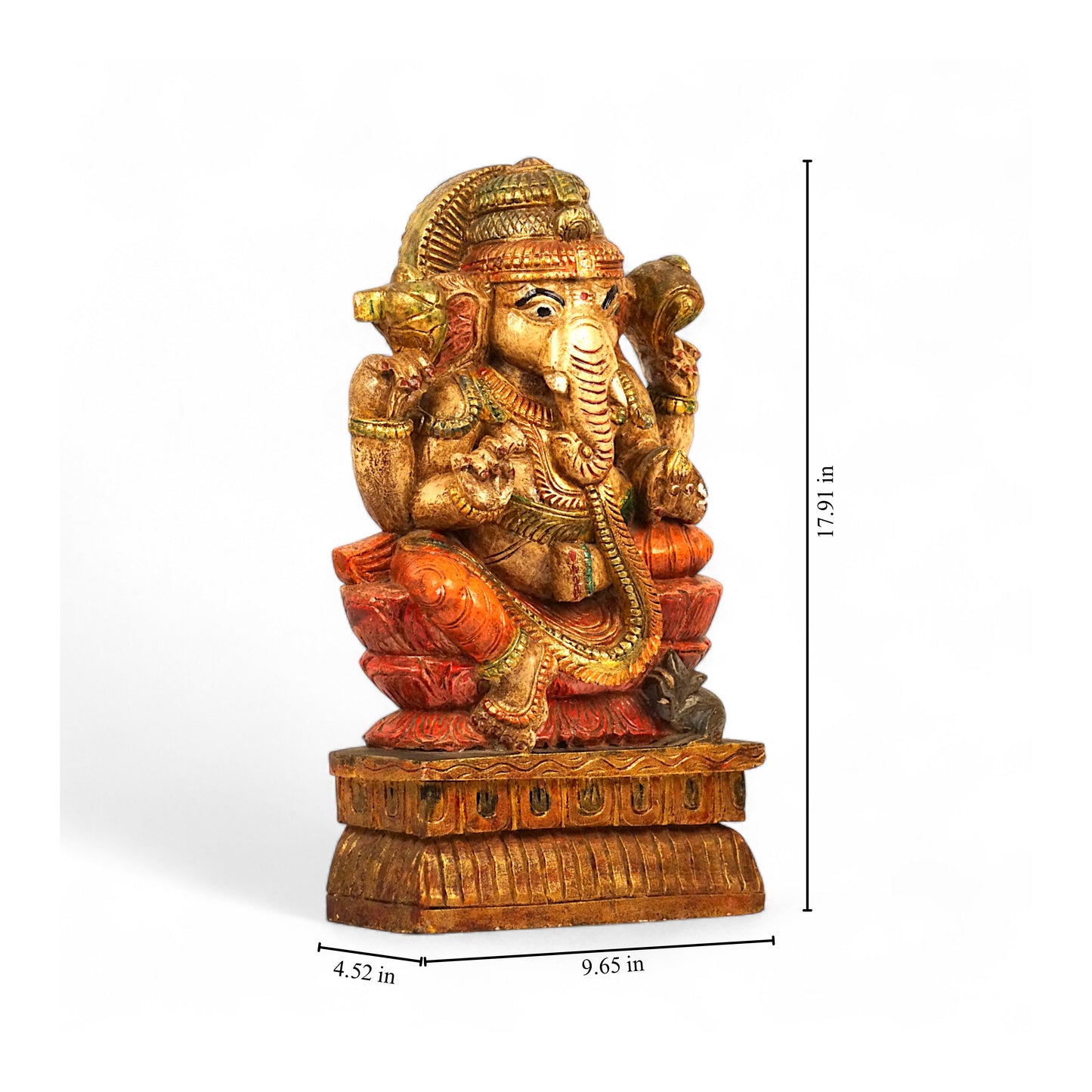 Antique finish Ganesh metal idol for puja room decor