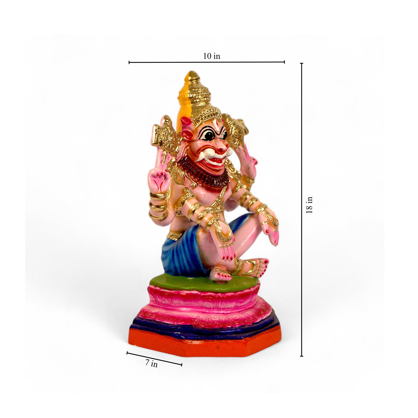 Yoga Narasimha Eco-Friendly Paper-Mâché Handcrafted Figurine – Navratri Golu & Spiritual Décor