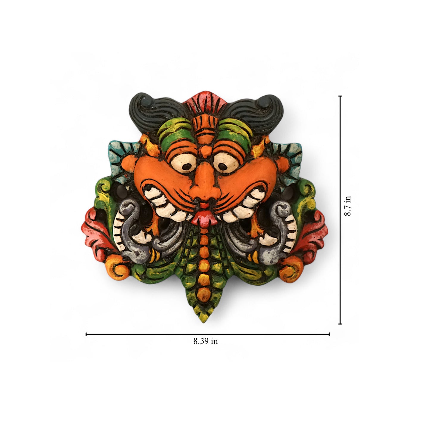 Yaali Face Wall Mount – Hand-Carved & Hand-Painted Wooden Yazhi Art