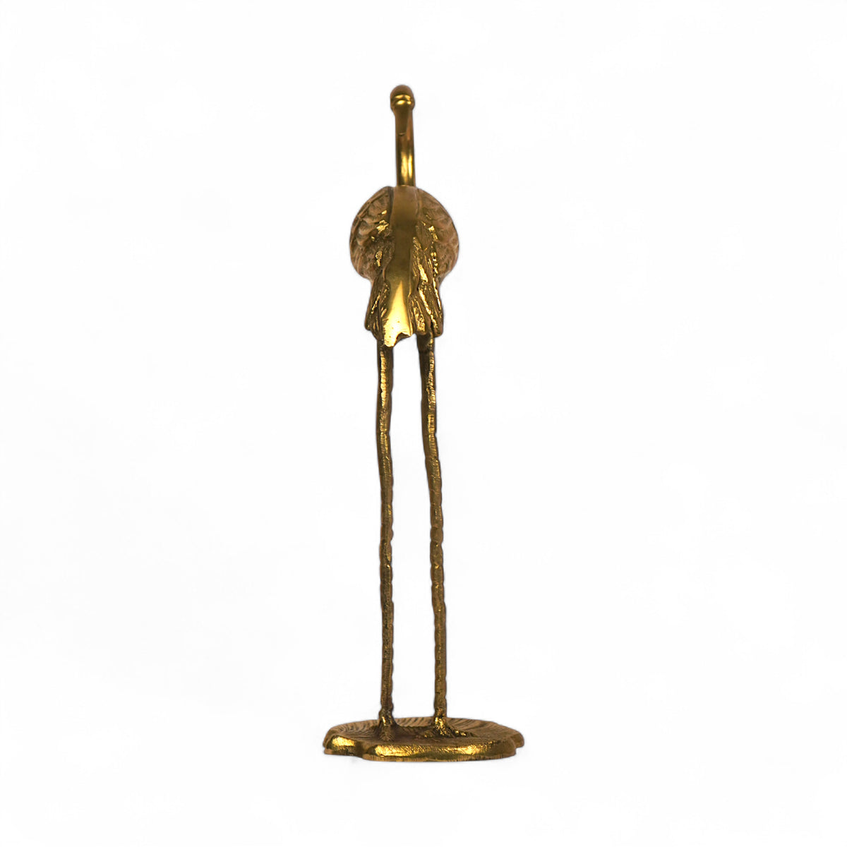 Handcrafted brass crane statue for tabletop and home decor accent