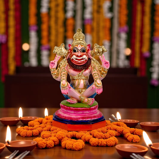 Yoga Narasimha Eco-Friendly Paper-Mâché Handcrafted Figurine – Navratri Golu & Spiritual Décor