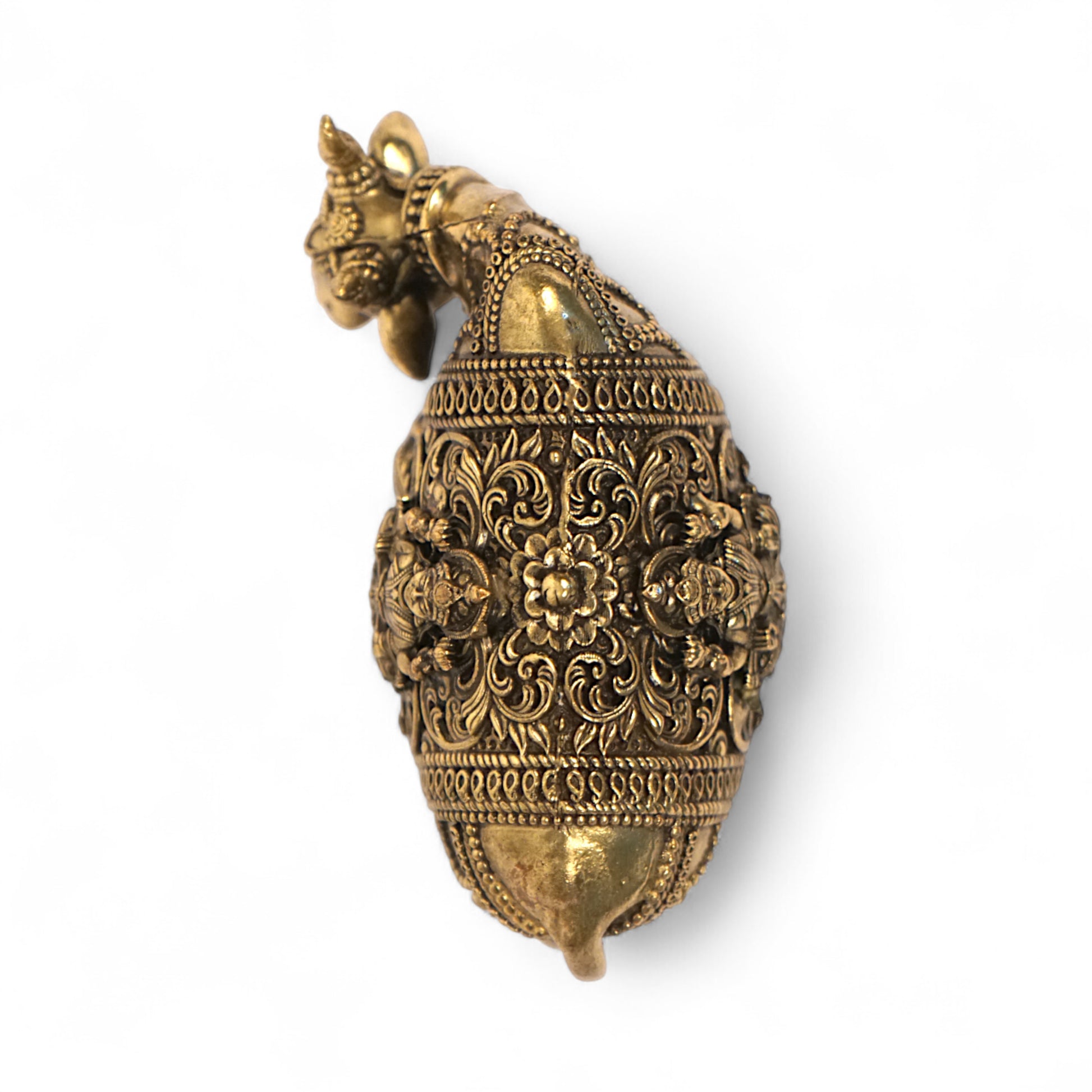 Brass Kamadhenu idol for spiritual tabletop and pooja decor