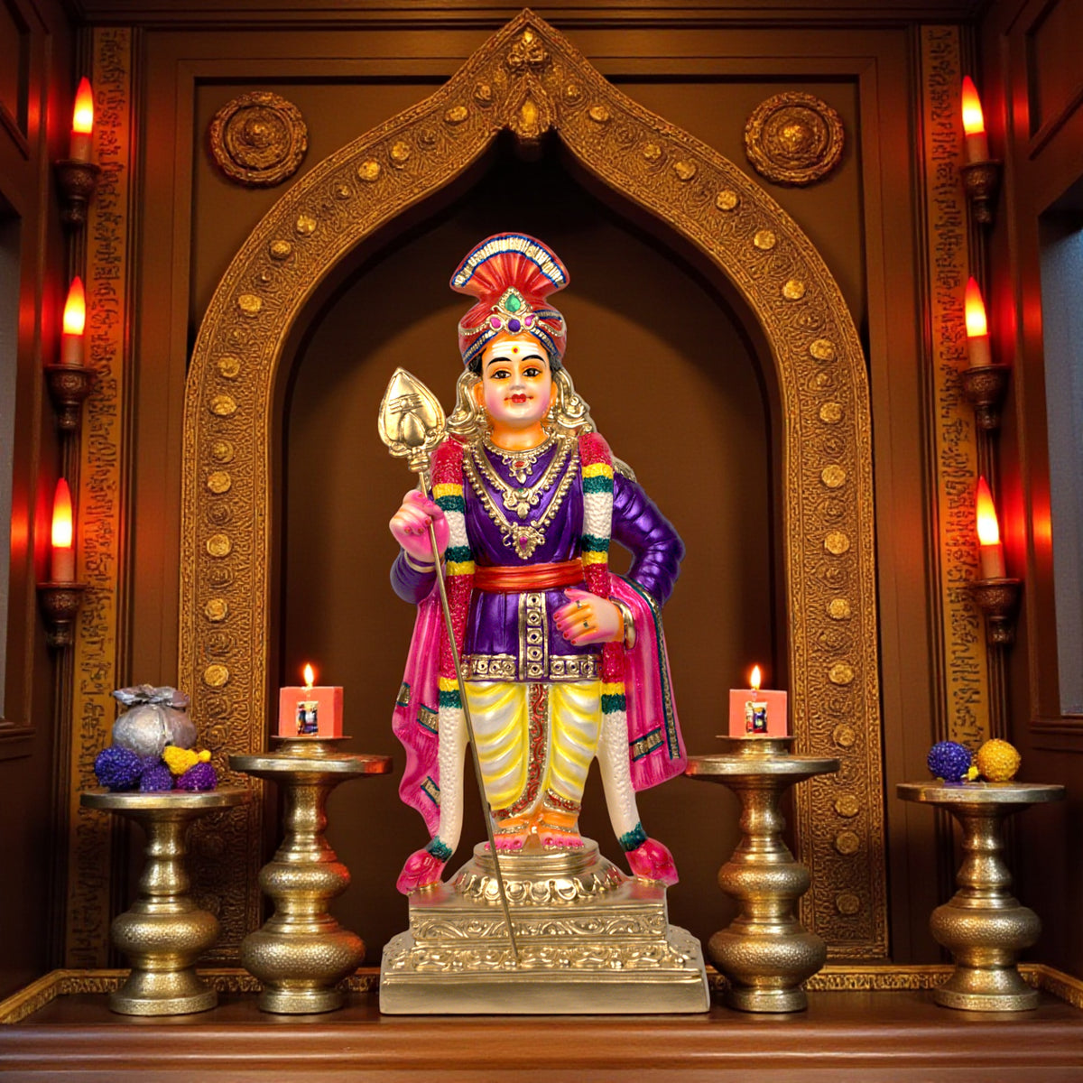Rajalankara Murugar Paper Mache Golu Idol