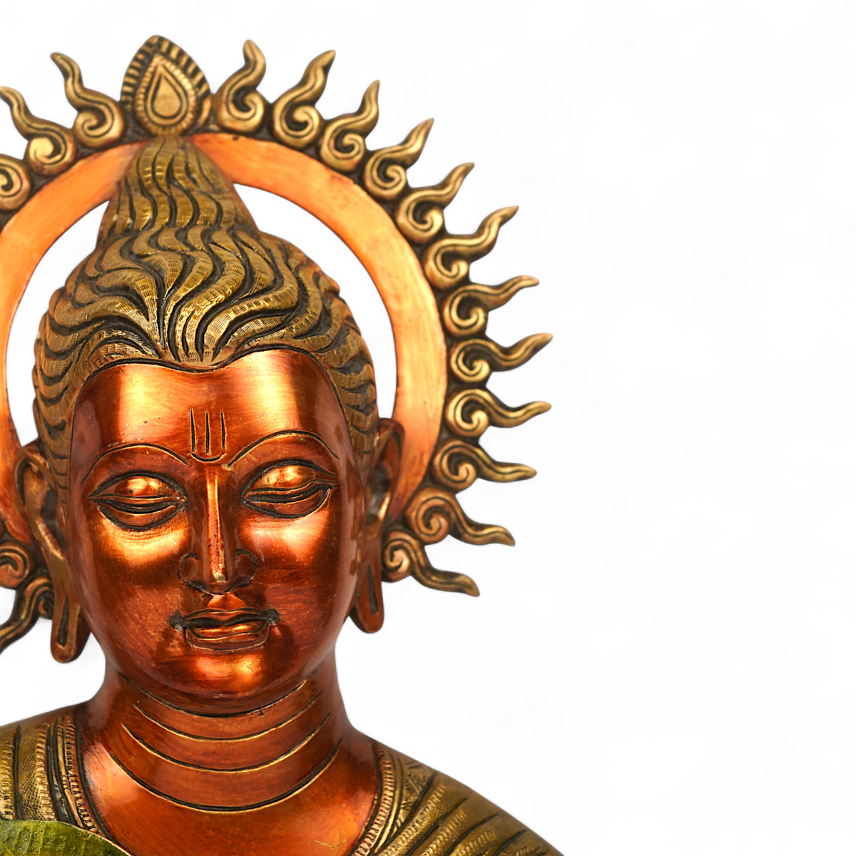 Red-Head Gautama Buddha Brass Wall Sculpture