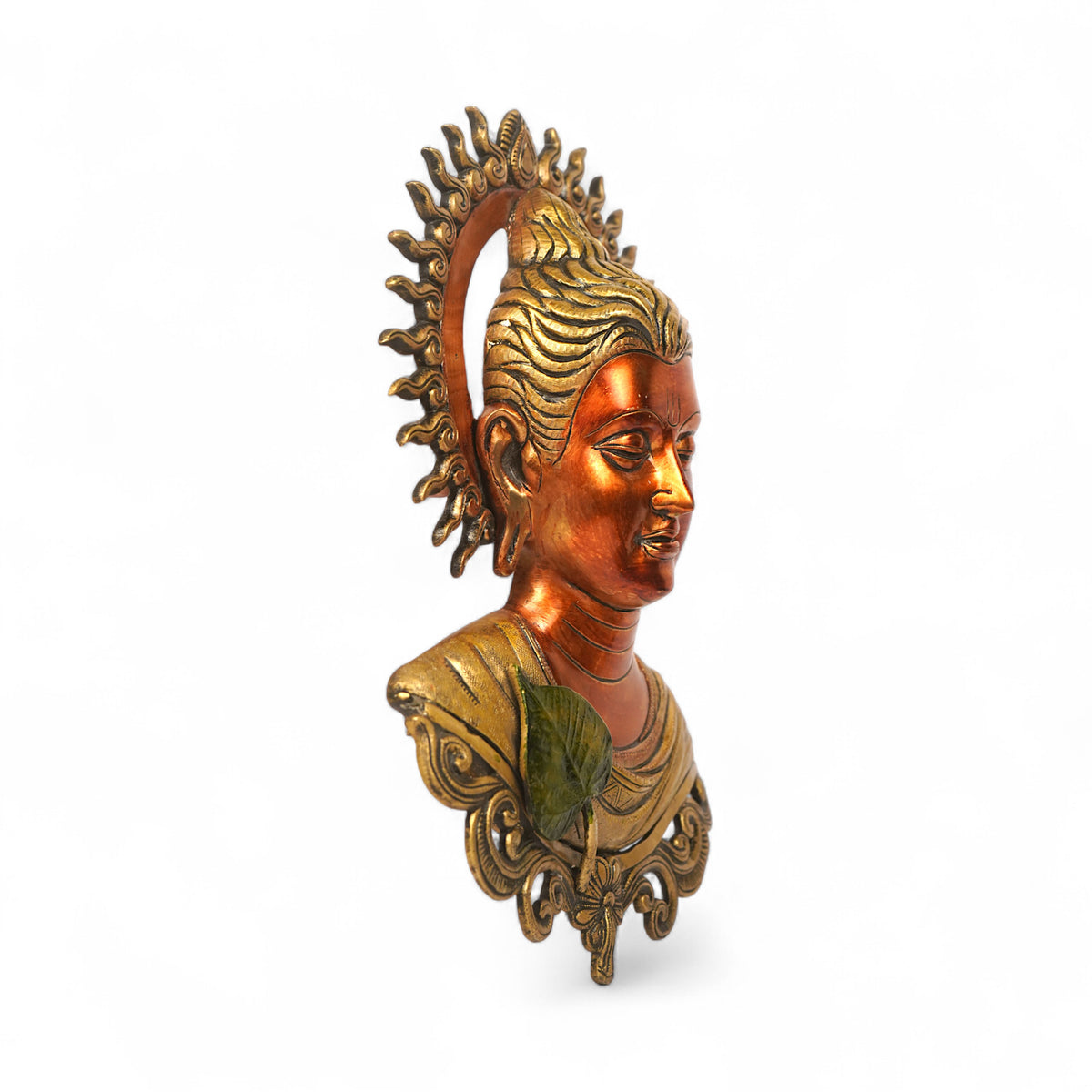 Red-Head Gautama Buddha Brass Wall Sculpture