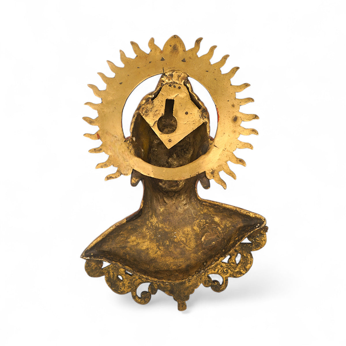 Red-Head Gautama Buddha Brass Wall Sculpture