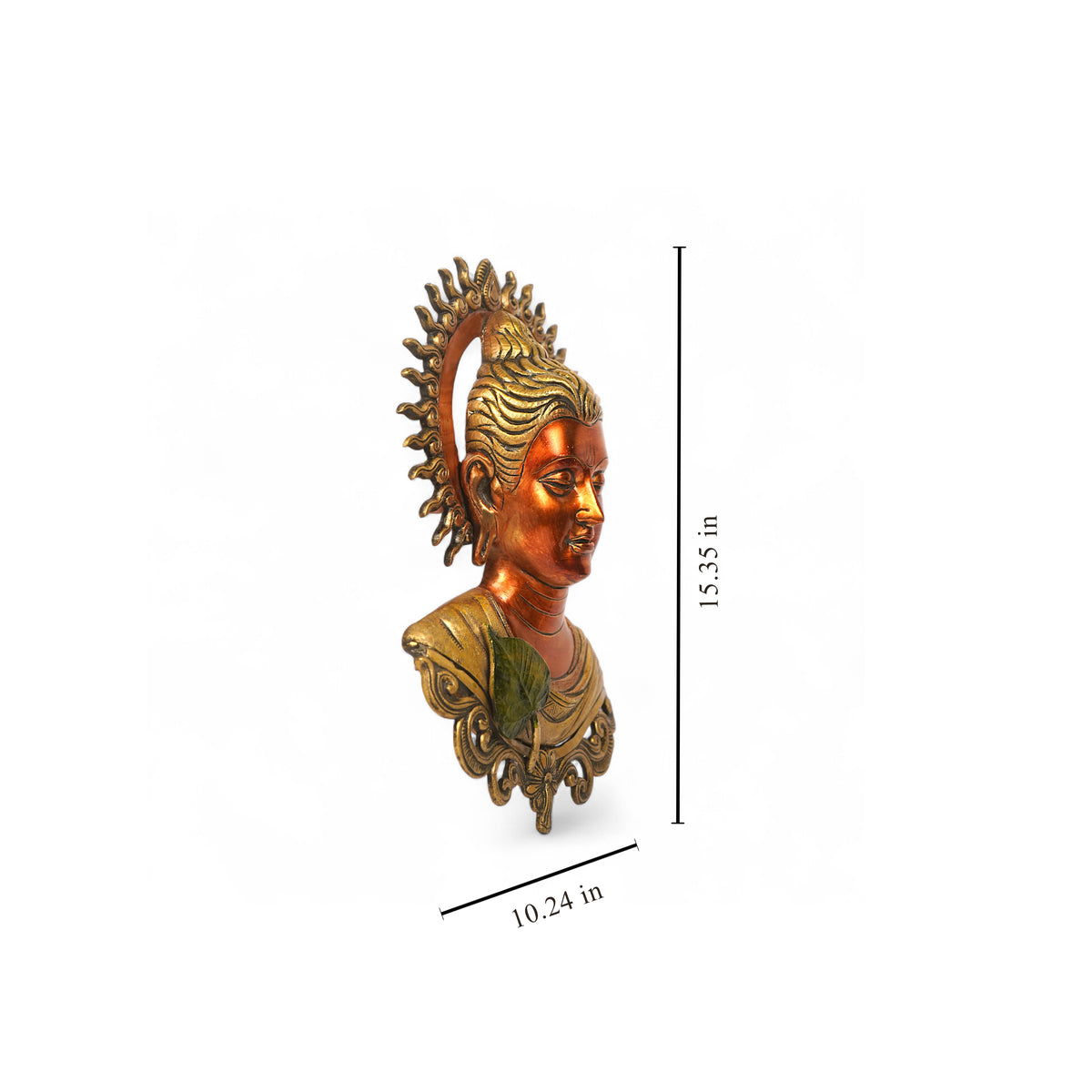 Red-Head Gautama Buddha Brass Wall Sculpture
