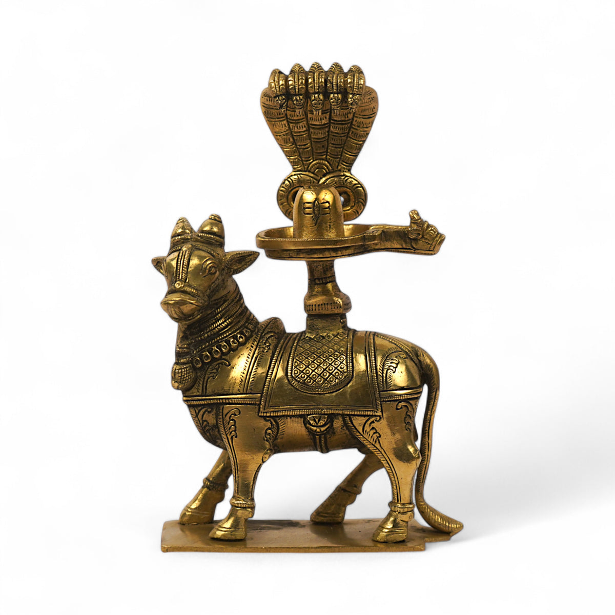 Shiva Lingam with Nandi – Brass Table Idol