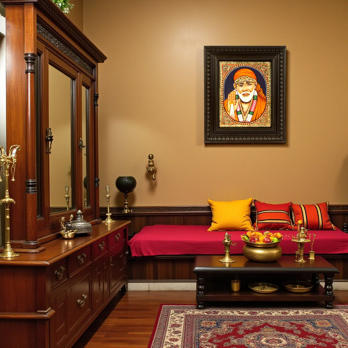 Sai Baba of Shirdi gold foil Tanjore wall art