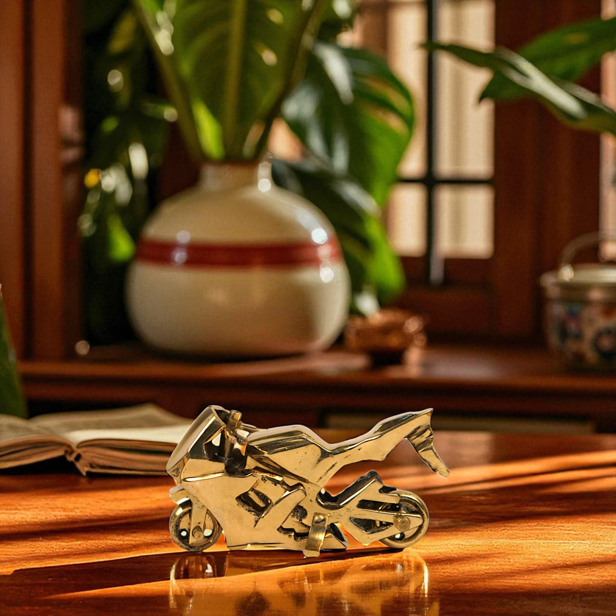 Sports Bike Brass Miniature – Handcrafted Decor