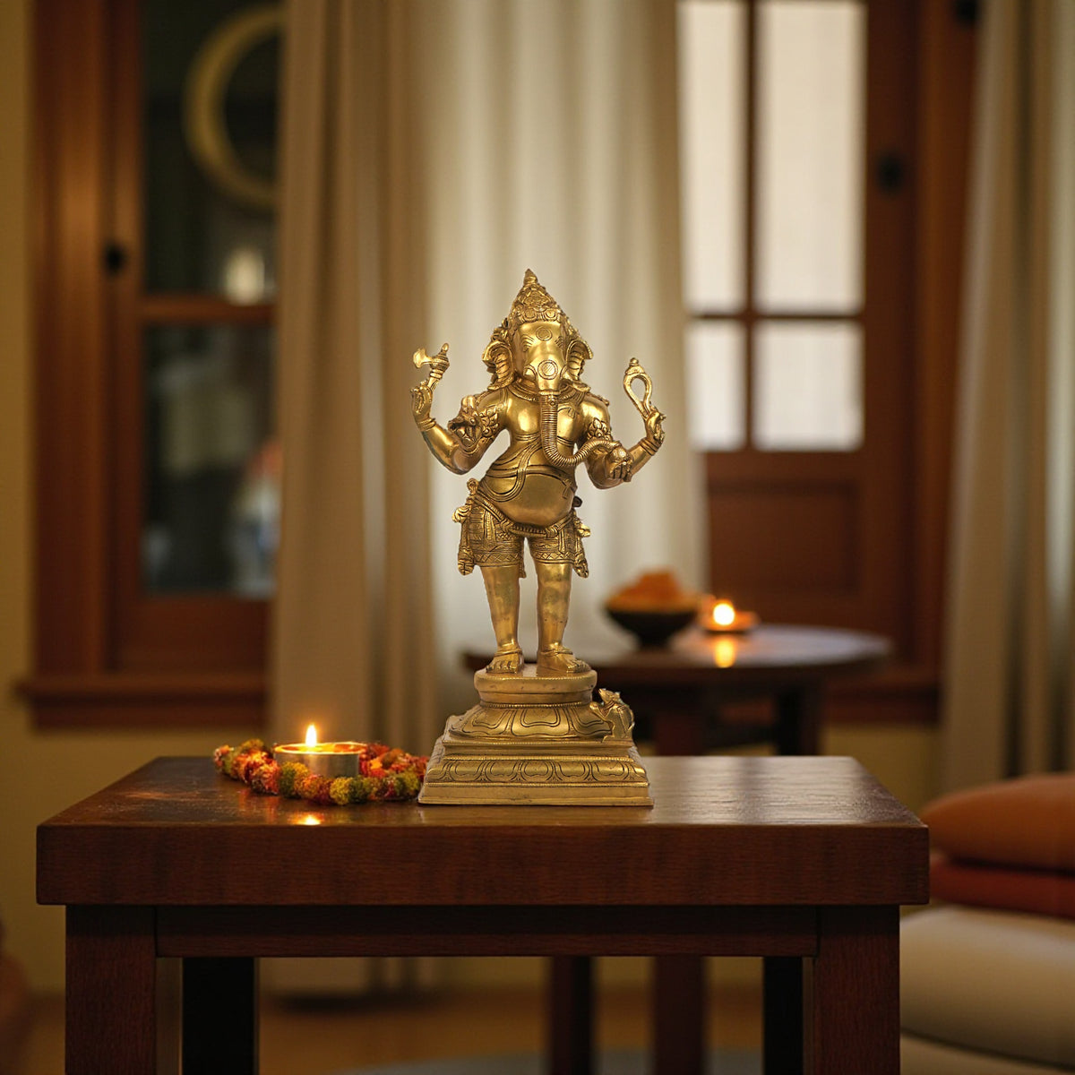 Ganesha Brass Statue – Handcrafted Altar Decor