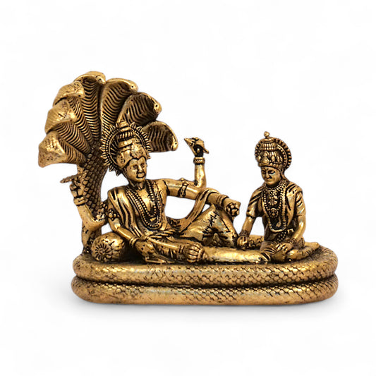 Vaigunda Perumal with Lakshmi Brass Table Top Idol – Handmade Hindu God Statue
