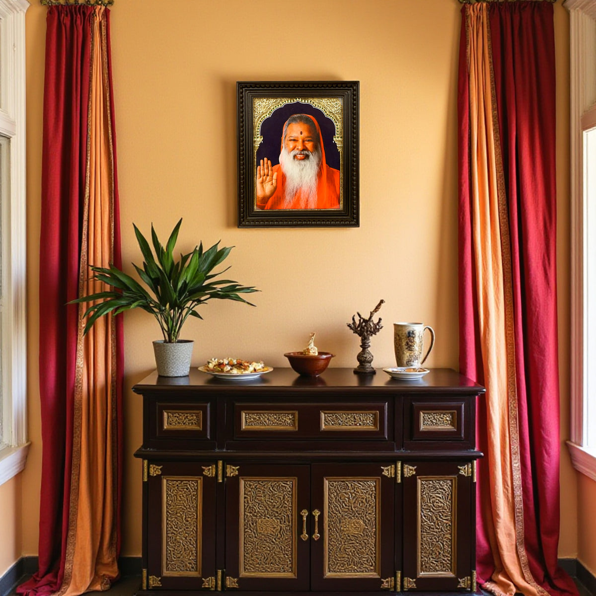 Andhra Swami Ji Antique Finish Wall Frame