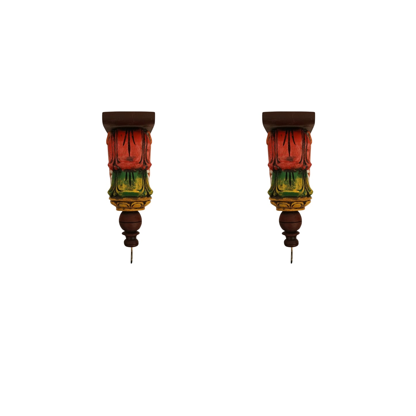 Yaali Vaalai Bracket (Small & Color) – Hand-Carved and Painted Wooden Yazhi Bracket