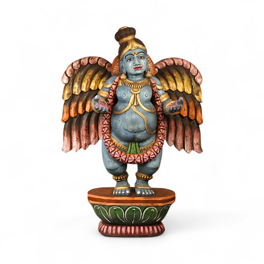 Vithoba Krishna Angel Hand-Carved Wooden Decorative Panel – Spiritual Wall Art for Puja & Home Décor