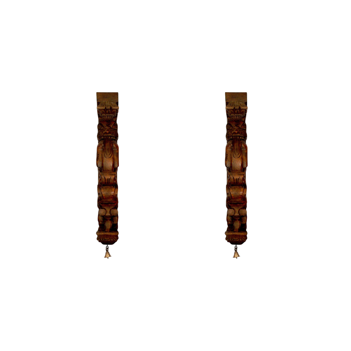 Thantha Yaali hand-carved wooden temple bracket