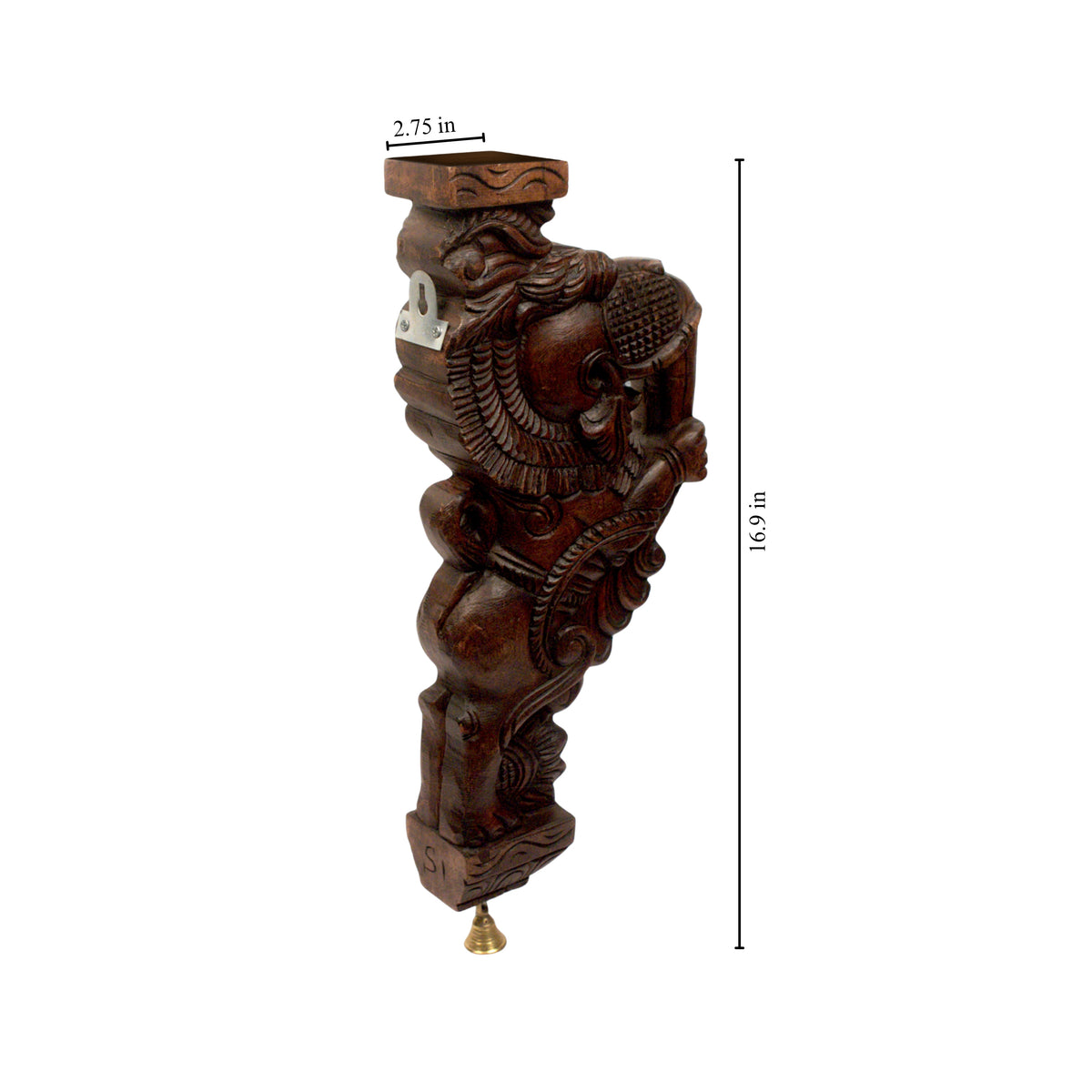 Thantha Yaali hand-carved wooden temple bracket