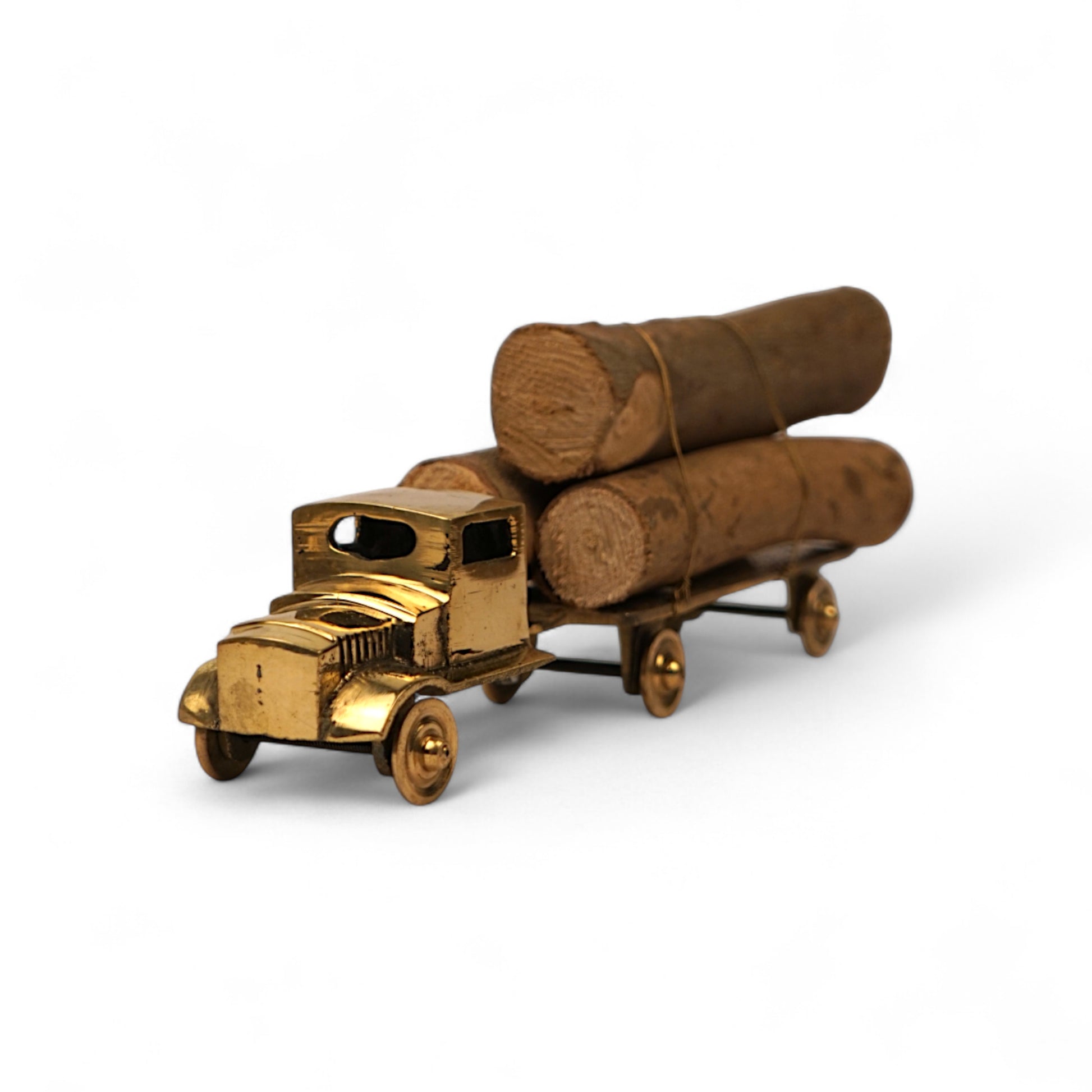 Brass log carrier truck miniature