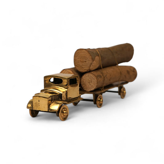 Brass log carrier truck miniature
