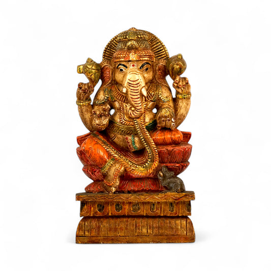 Antique finish Ganesh metal idol for puja room decor