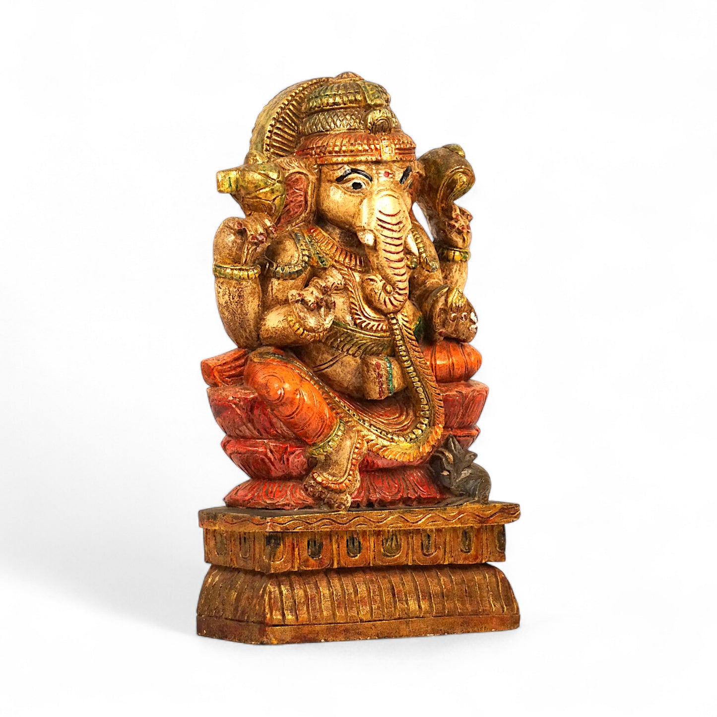 Antique finish Ganesh metal idol for puja room decor