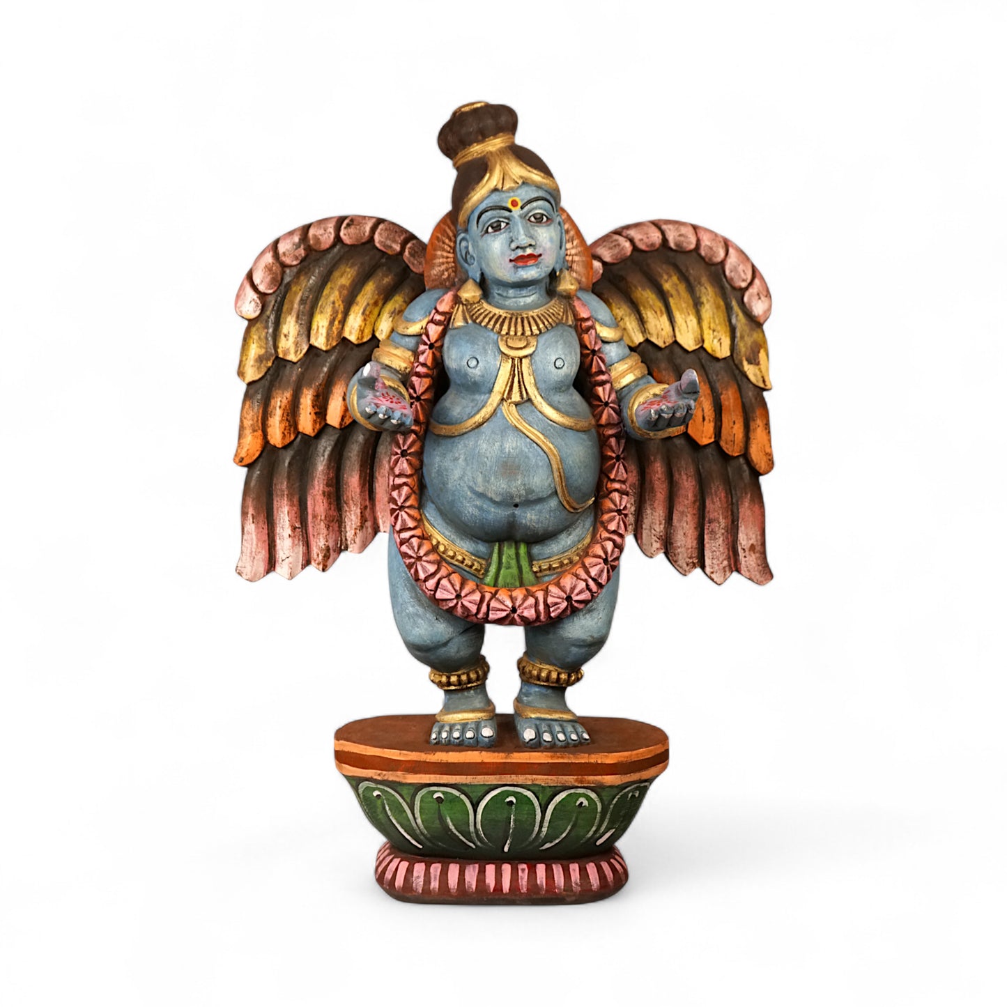 Vithoba Krishna hand-carved wooden wall panel for puja decor