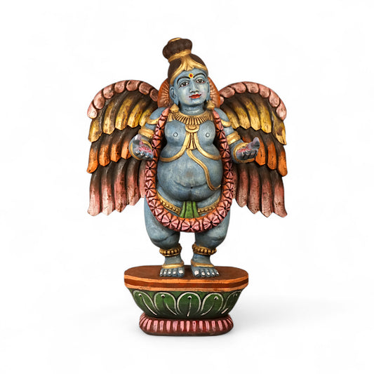 Vithoba Krishna hand-carved wooden wall panel for puja decor