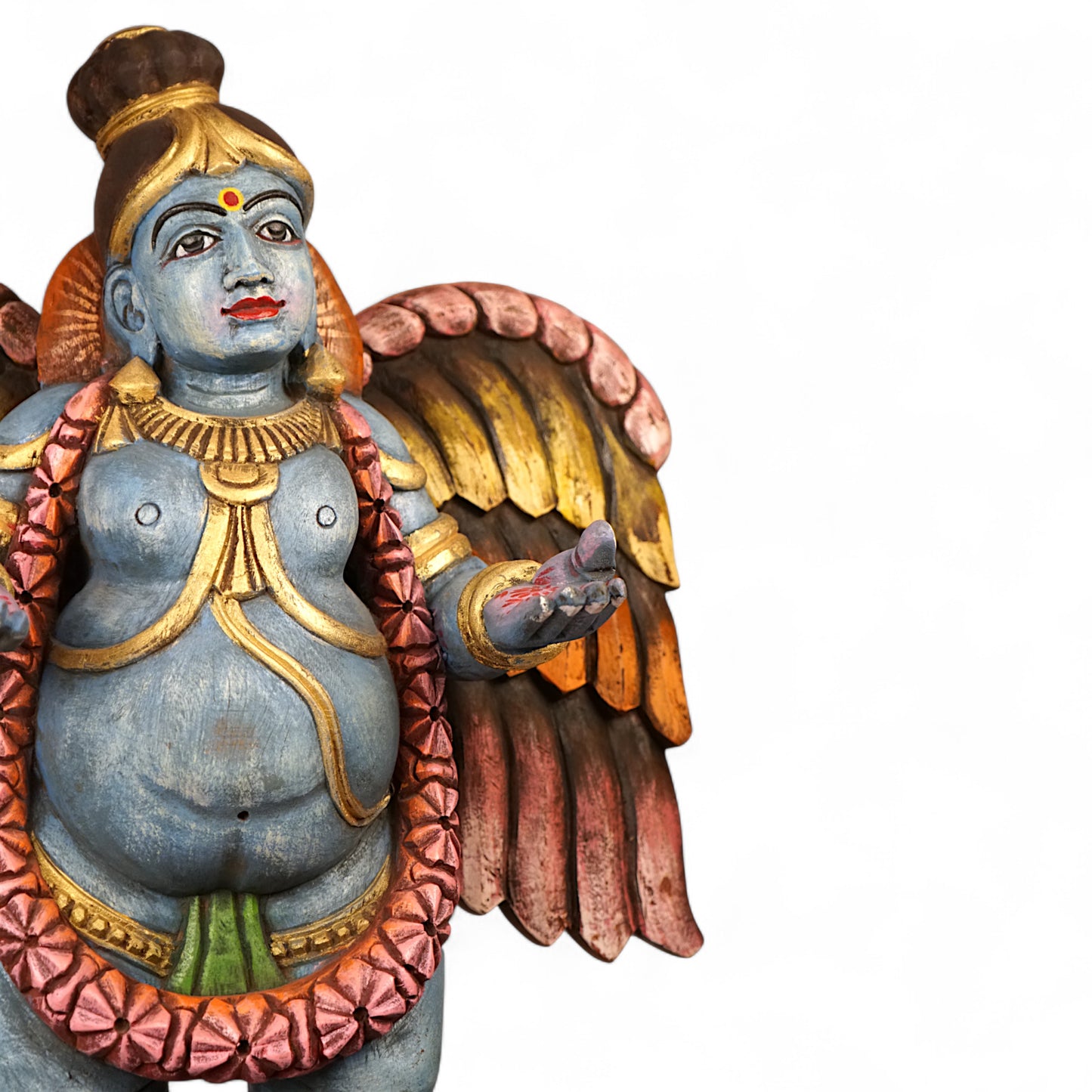 Vithoba Krishna hand-carved wooden wall panel for puja decor