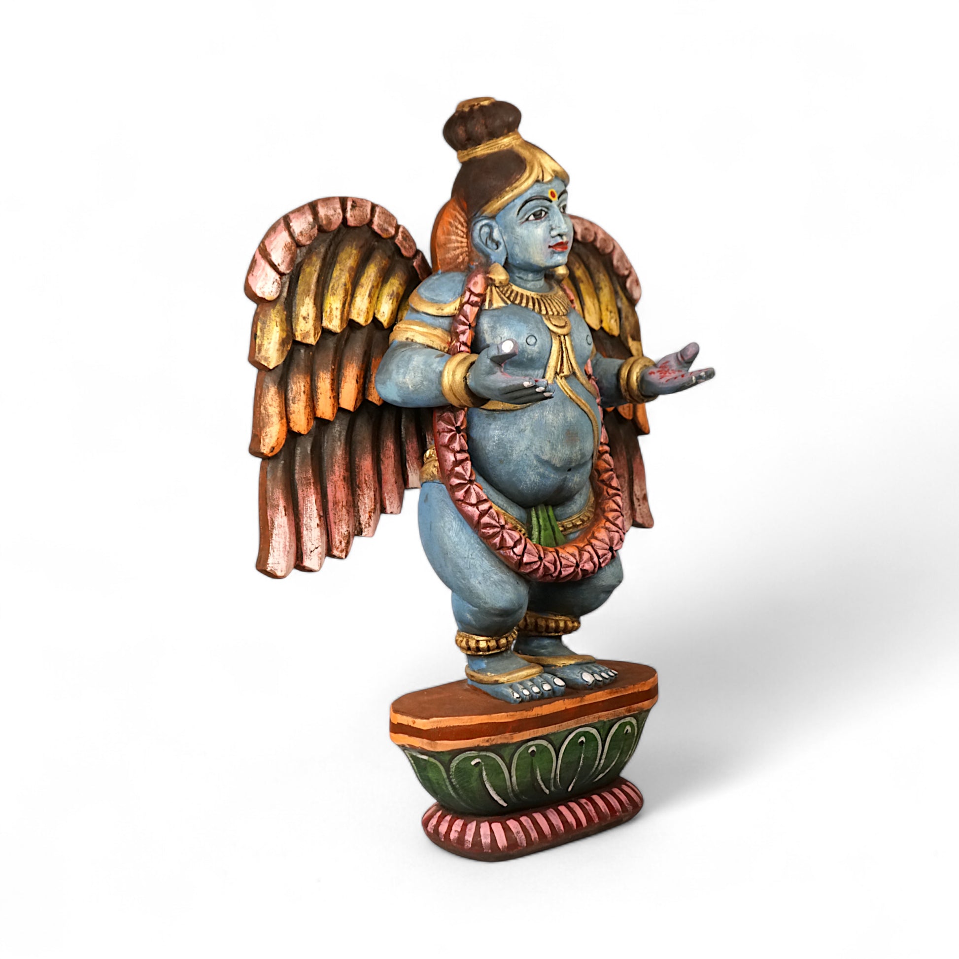 Vithoba Krishna hand-carved wooden wall panel for puja decor