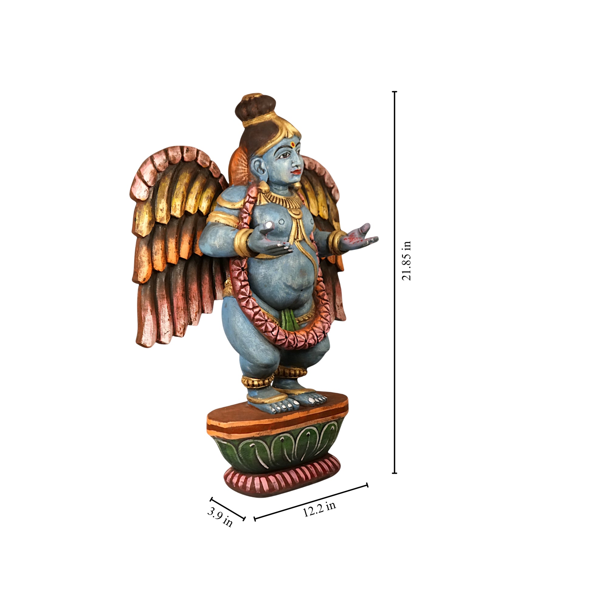 Vithoba Krishna hand-carved wooden wall panel for puja decor