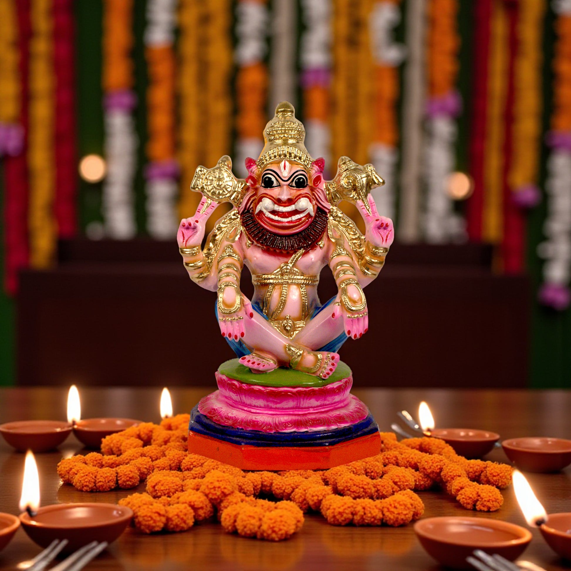 Meditative Narasimha figurine for altar display
