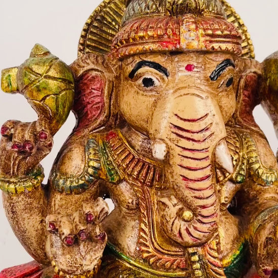 Antique finish Ganesh metal idol for puja room decor