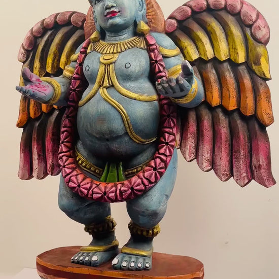 Vithoba Krishna hand-carved wooden wall panel for puja decor