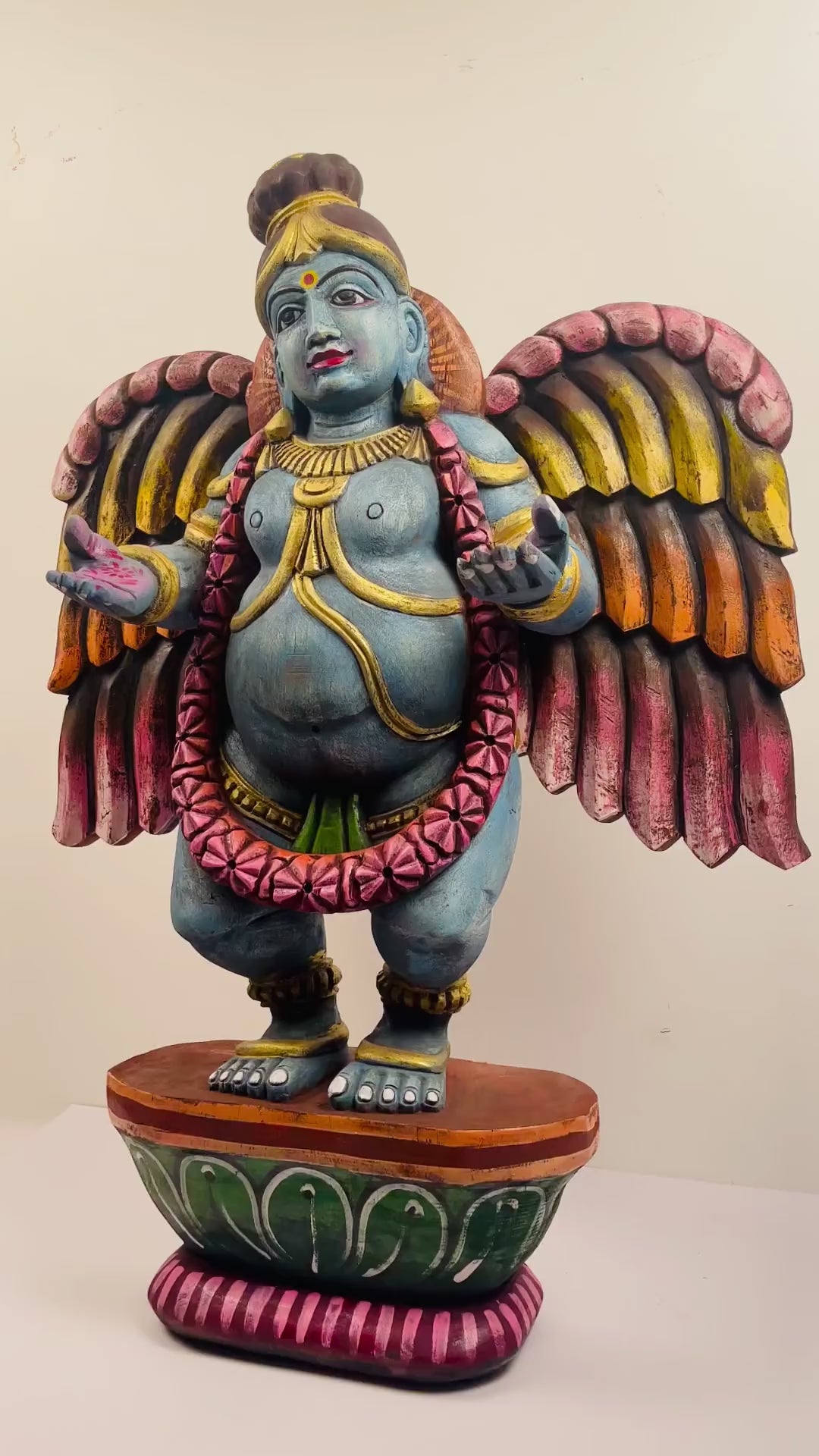 Vithoba Krishna hand-carved wooden wall panel for puja decor