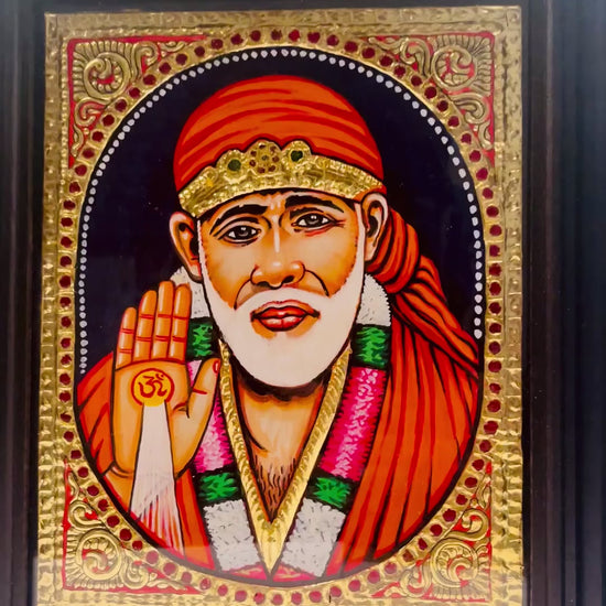 Sai Baba of Shirdi gold foil Tanjore wall art