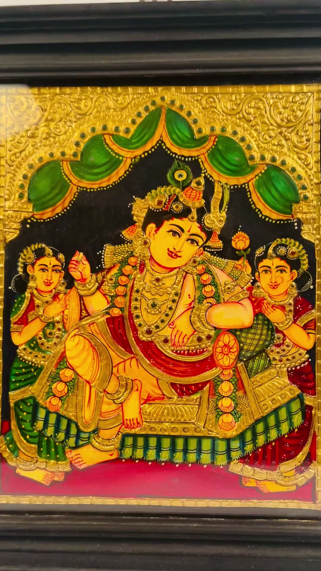 Traditional Radha Rukmani Krishna wall art panel